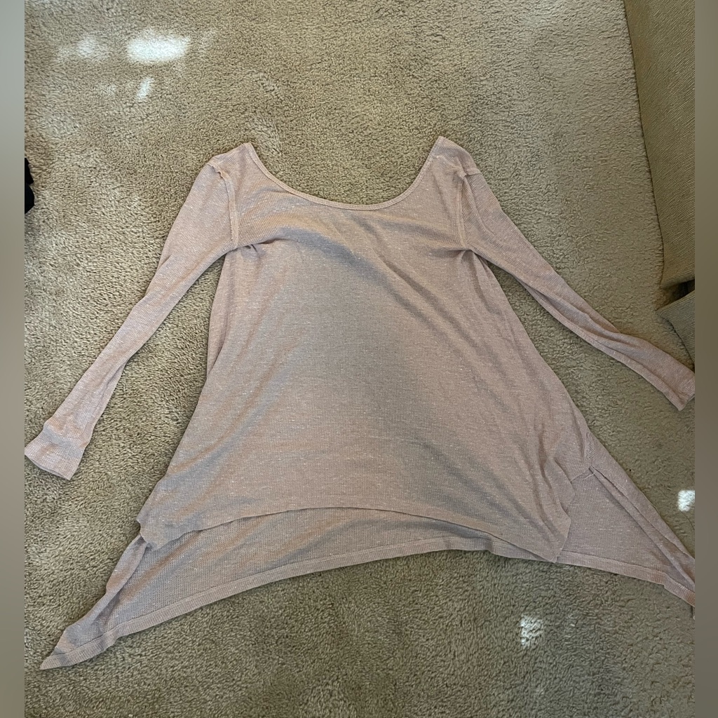 Nude We The Free Asymmetrical Waffle Knit Long Sleeve. Low Back Xs $7